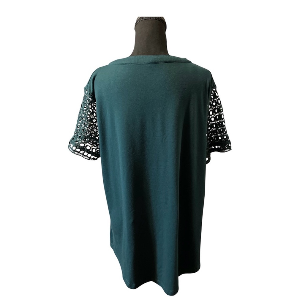 Zattcus XL Women's Shirt, Dark Greenish/Teal, Decorative Sleeves - Picture 2 of 4